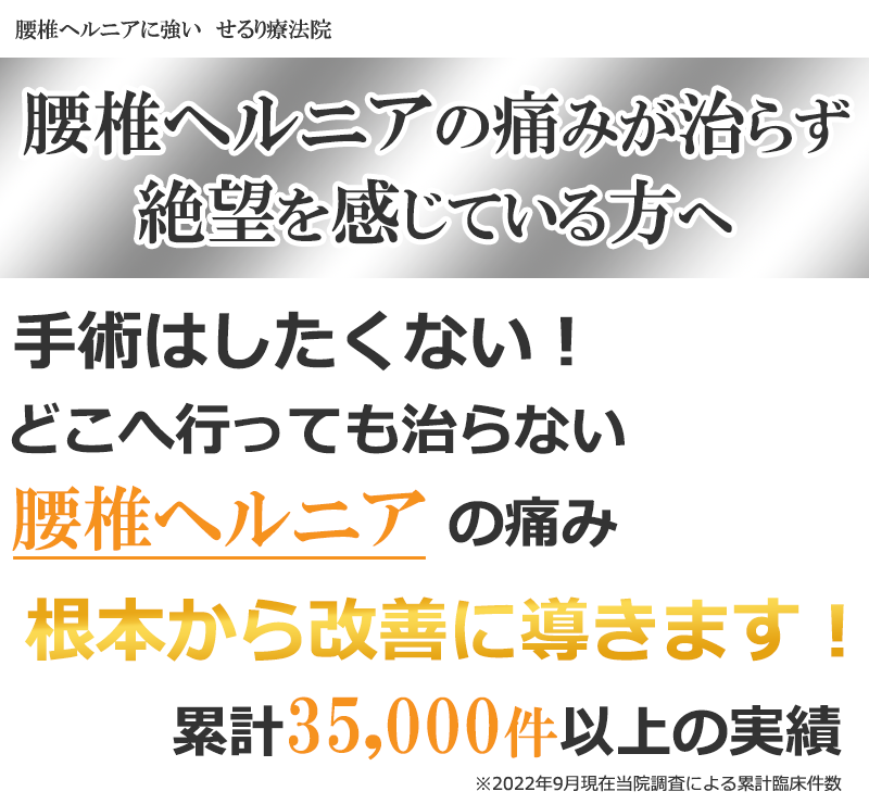 腰椎椎間板ヘルニアを根本から改善に導くせるり療法院